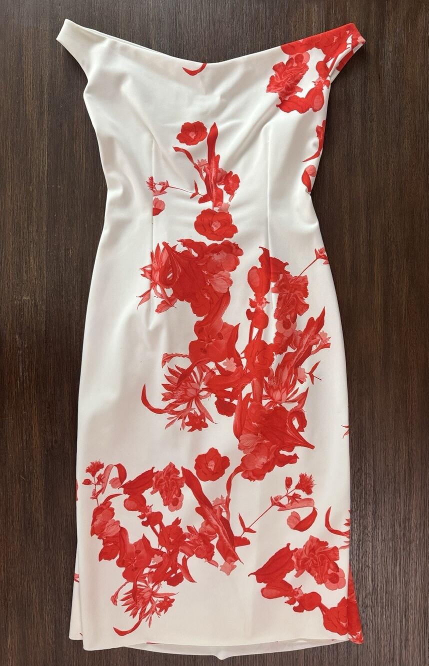 Chiara Boni La Petite Robe Dress Sheath IT 42 US 6 Italy White Red Floral Print
